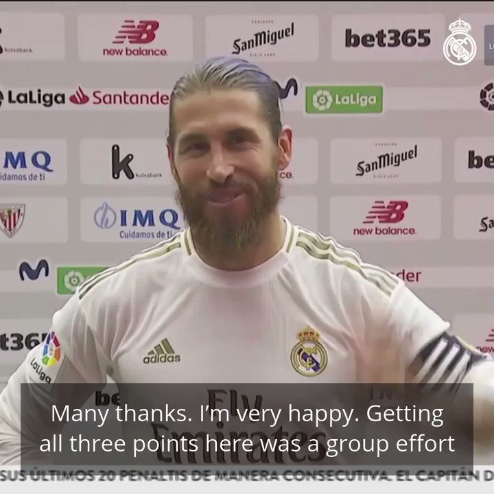 Β©οΈβ½οΈπ¬ @SergioRamos: "Getting all three points here was a group effort, and we knew they were crucial in our hopes of winning the league."
#RMLiga | #HalaMadrid https://t.co/EXiihSPE2Y
