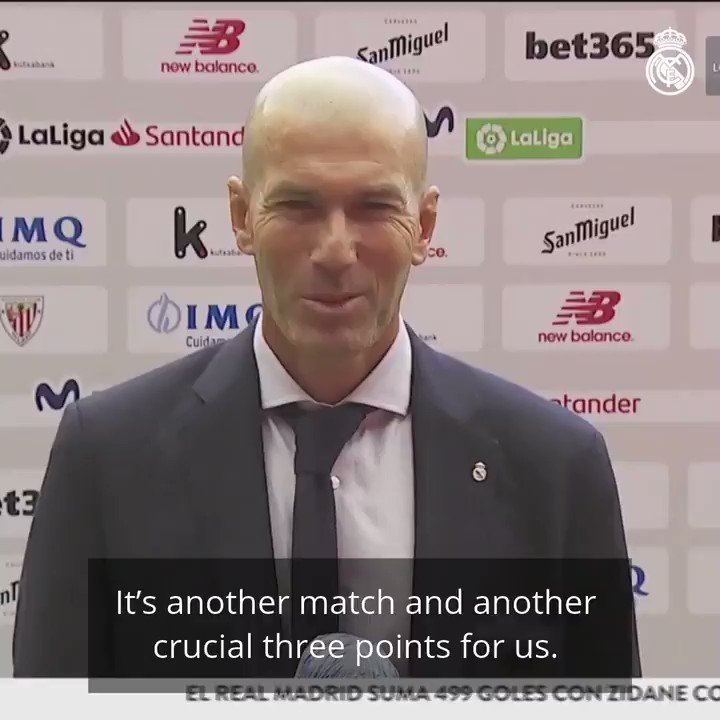 ππ #Zidane: "Itβs another match and another crucial three points for us. Itβs our seventh victory out of seven and that is a huge thing."
#RMLiga | #HalaMadrid https://t.co/kalLVgV15S