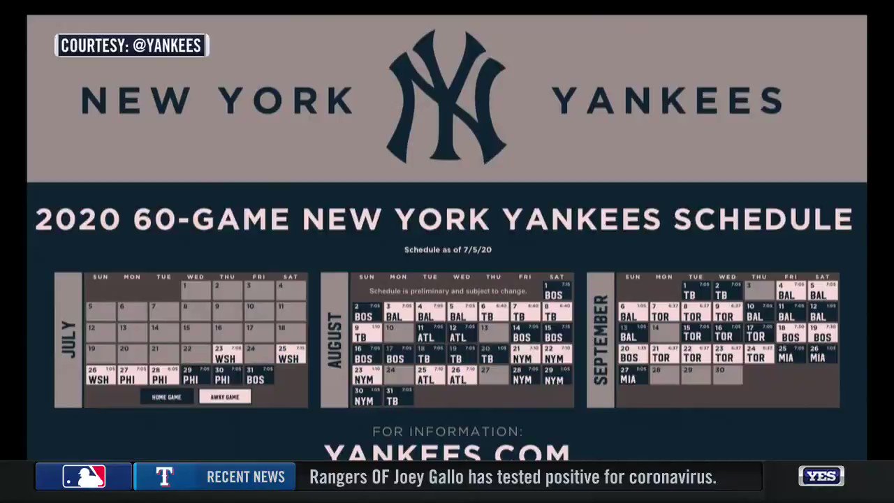 New york yankees 2020 schedule discount
