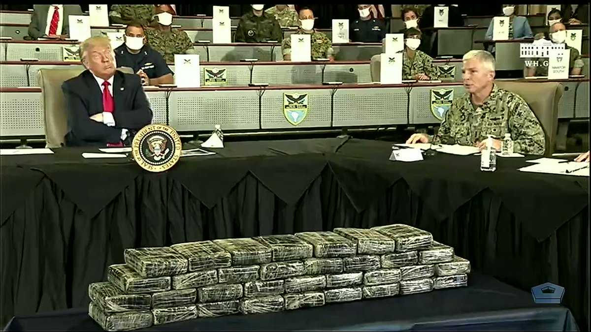 “We’ve had 15% more disruptions -- that’s detainees, that’s drugs off the street… 122 metric tons.”
#SOUTHCOM’s Adm. Craig Faller, today briefing @POTUS Donald J. Trump on the successes since April 1 of enhanced #CounterDrugOPS in #LatinAmerica and the #Caribbean. #EnhancedCN https://t.co/qYIHODO7yp