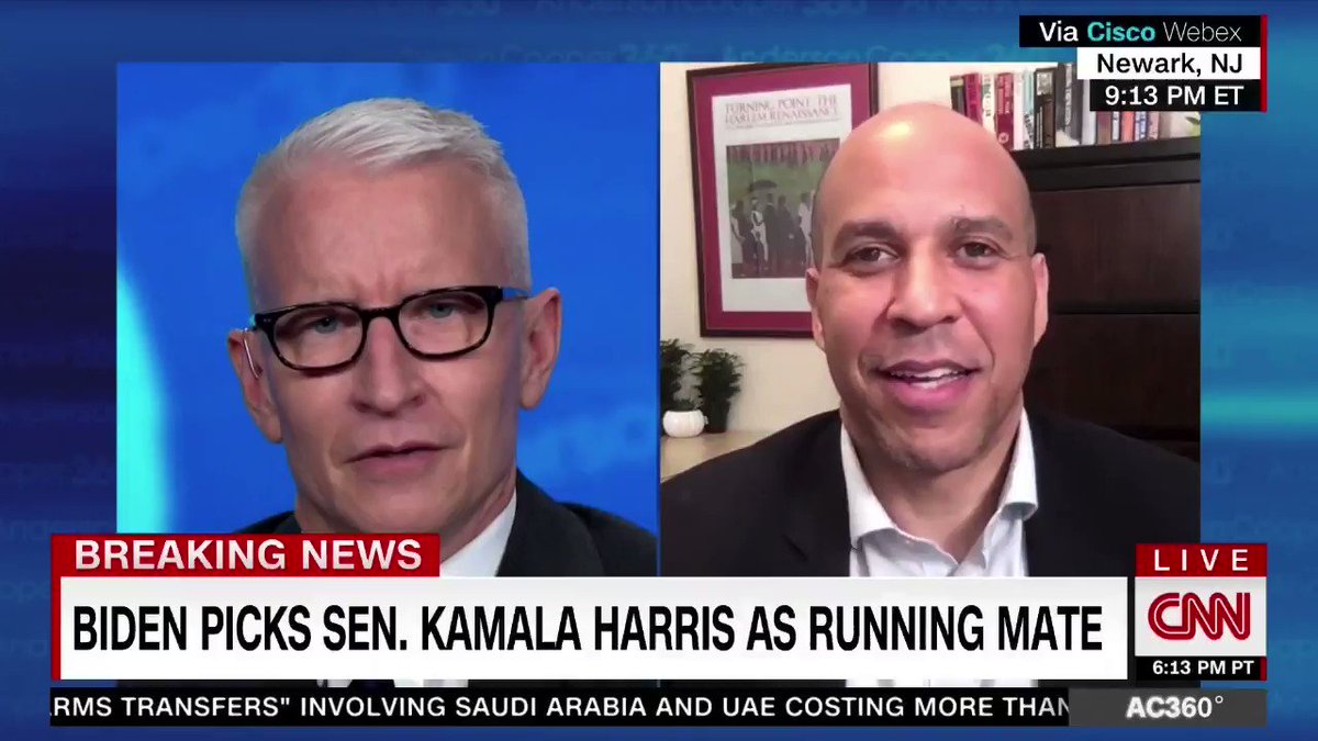 Cory Booker - Trust me, my sister @KamalaHarris is not worried about Donald Trump. Donald Trump should be worried about Kamala Harris.