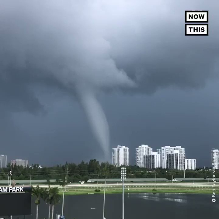 A strong waterspout was filmed off the coast of Florida on Wednesday