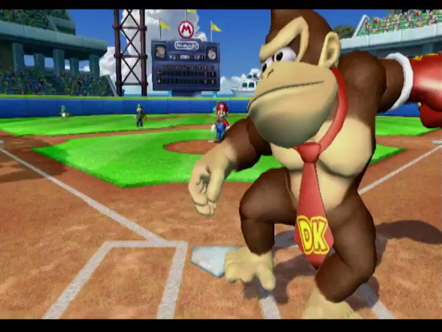 تويتر スーパーマリオブラザーズ35周年 على تويتر 08年 マリオシリーズのキャラクターたちがスタジアムで野球対決 ドンキーコングはなんとボクシンググローブで打ち返します 思い出マリオ スーパーマリオスタジアムファミリーベースボール T Co