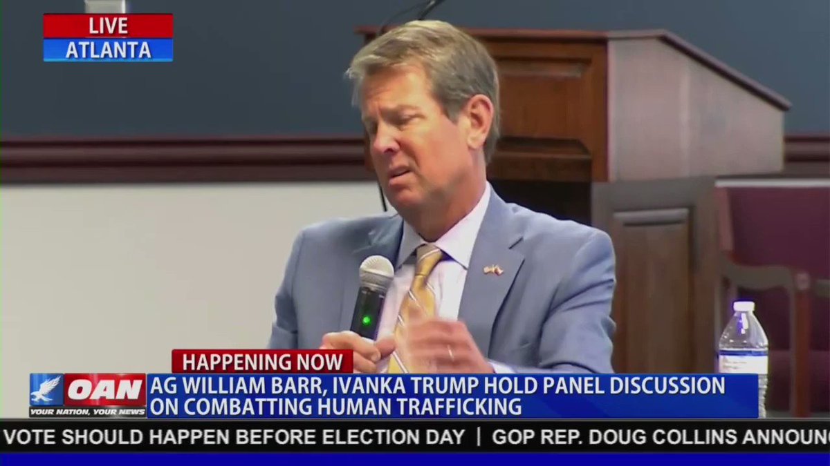 .@GovKemp thanked Attorney General Barr and @IvankaTrump for their support of Georgia's fight to end human trafficking.
"We have had tremendous support from the Trump Administration." https://t.co/eoZ8fRF7xe