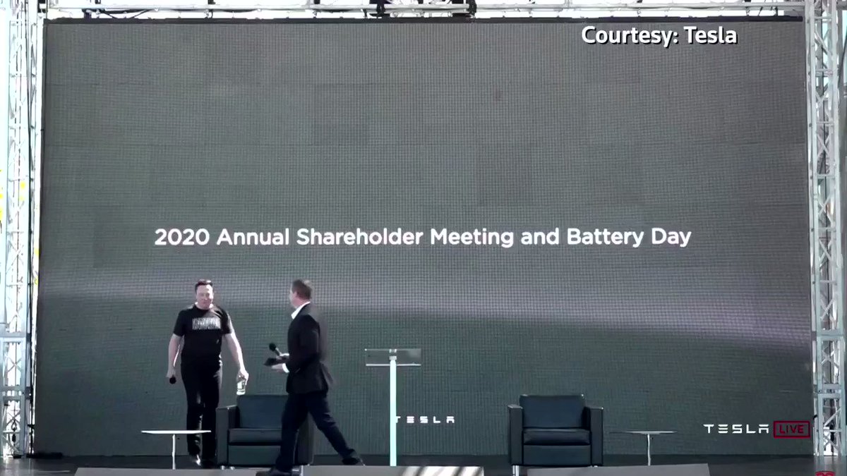Tesla CEO Elon Musk held the company's shareholder meeting at an outdoor event in which attendees were seated in cars parked in front of a stage https://t.co/N3g3APGVRd https://t.co/BHRRvXerHj