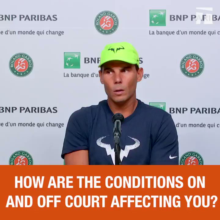 "Today we are at 9 degrees here in Paris, so that's extreme to play outdoor tournament but...I am just trying to be focused on what I have to do to be ready."
And we're ready for you, @RafaelNadal. 🙌
#RG20 https://t.co/qgLqtxnfP5