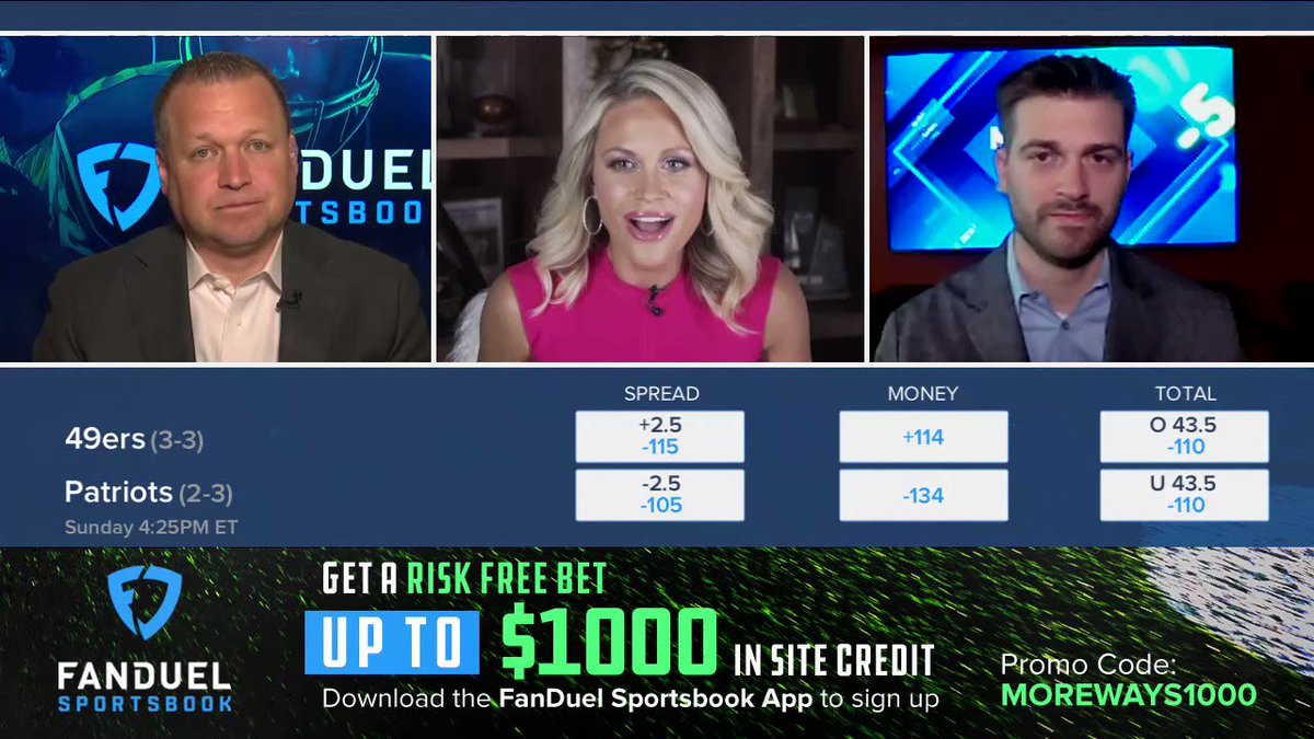 "They're 5-0 against the spread in their last 5 outside of San Francisco" ๐ฐ
@ThePoniExpress and @icecoldexacta joined @LisaKerney to share their picks for Patriots-49ers on @MoreWaysToWinTV ๐บ https://t.co/we3ZvcAWTW