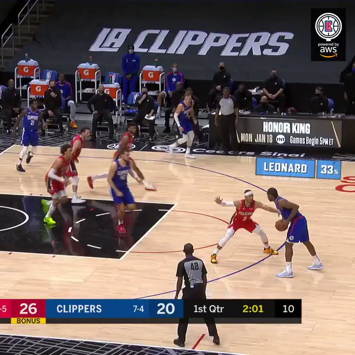 .@kawhileonard put his playmaking skills on display with nine assists vs. New Orleans.
๐ผ Clippers CourtVision pres. by @awscloud https://t.co/HVPxNHpOQU