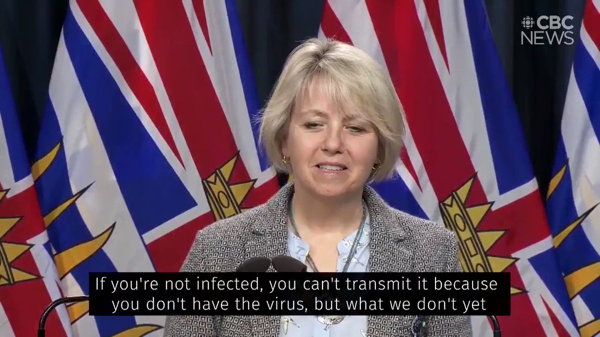 CBC British Columbia (@cbcnewsbc) on Twitter photo 2021-01-15 03:05:57 Can those who are vaccinated still transmit #COVID19? Dr. Bonnie Henry says while the COVID-19 vaccines are effective against symptoms and preventing death, its not clear yet if the vaccine prevents a person from being infected. #COVID19BC Can those who are vaccinated still transmit #COVID19? Dr. Bonnie Henry says while the COVID-19 vaccines are effective against symptoms and preventing death, its not clear yet if the vaccine prevents a person from being infected. #COVID19BC