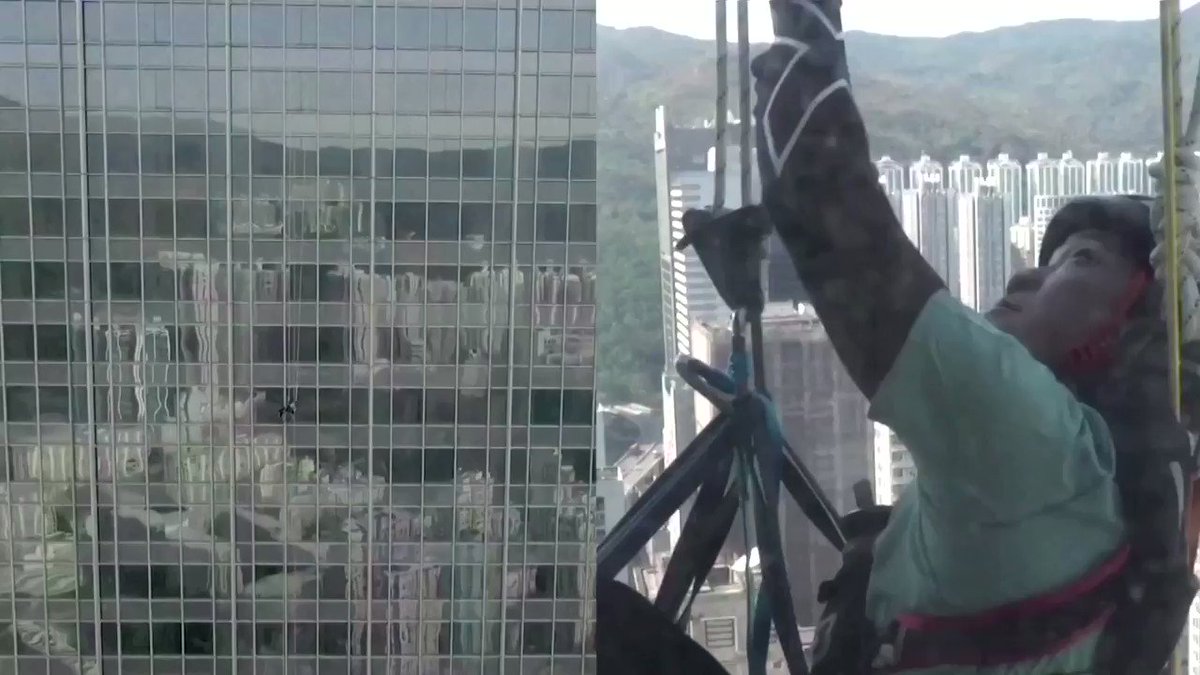 Lai Chi-wai became the first man in Hong Kong to climb more than 250 meters of a skyscraper while strapped into a wheelchair and raised more than $670,000 for spinal cord patients https://t.co/yE2q4XPjP7 https://t.co/zzXIsO9dhS