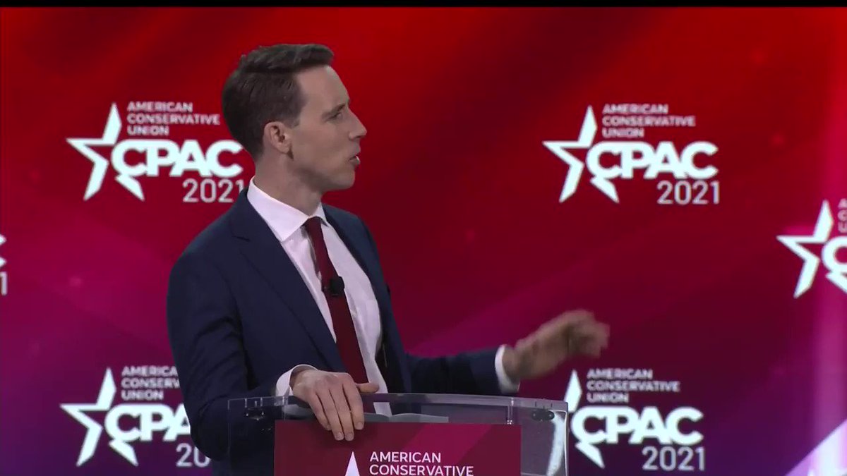 "I am here today, I'm not going anywhere, and I'm not backing down." Senator @HawleyMO's response to the left and the media trying to cancel him. #CPAC2021 #AmericaUnCanceled https://t.co/9cNzLpgMMc