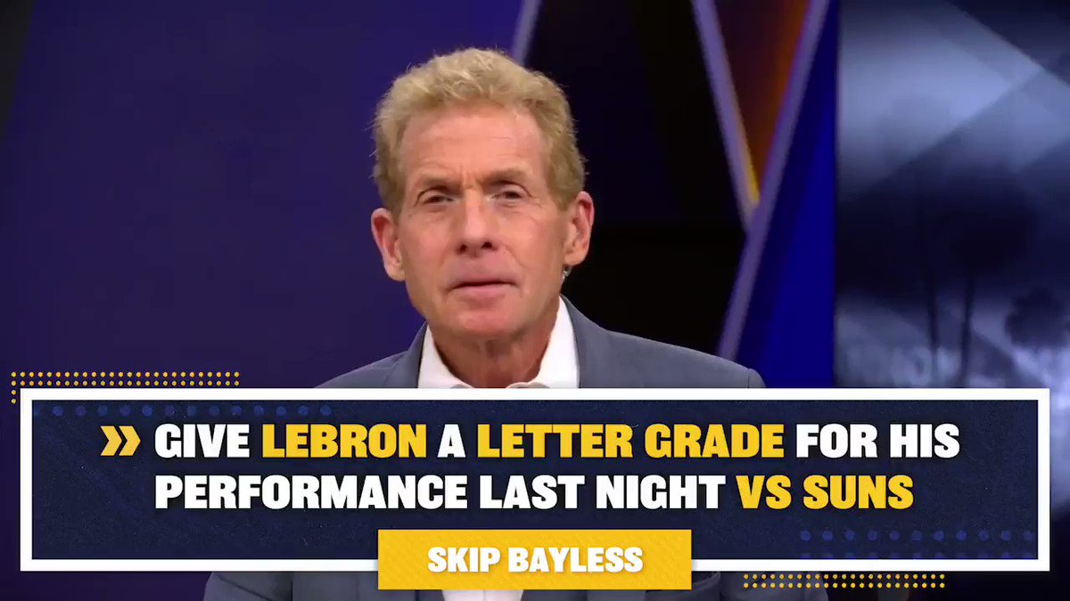RT @undisputed: .@RealSkipBayless gives LeBron James a 'D' letter grade for 38-5-6 performance in loss to Suns: https://t.co/gAwZIslzZJ
