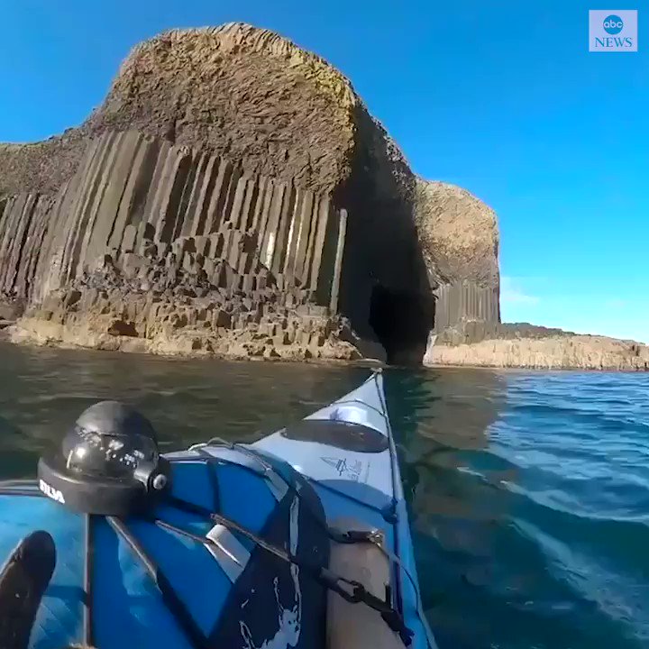 Take a moment to enjoy the scenes captured by a kayaker from inside Fingal's Cave on the Isle of Staff off the coast of Scotland. https://t.co/3DNtZQXhDf https://t.co/bo0au0lSbk