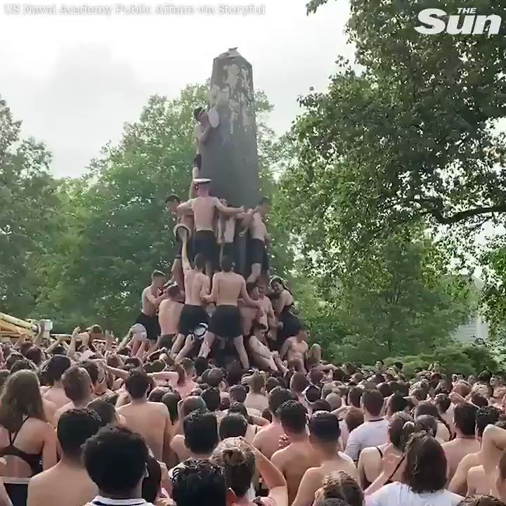 Teamwork makes the dream work in this US Navy academy ritual