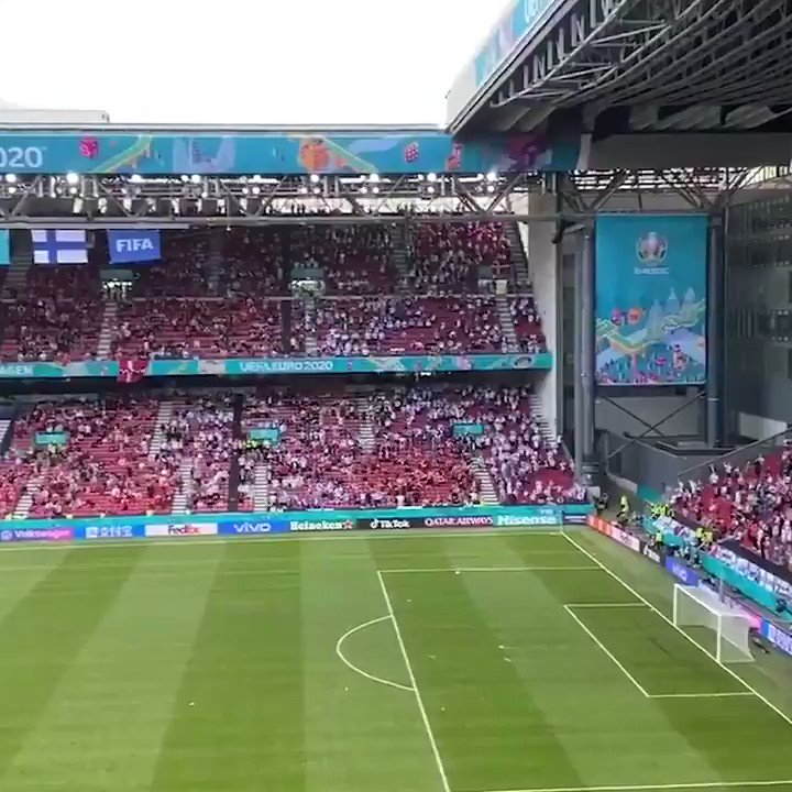 Finland fans: "CHRISTIAN!" Denmark fans: "ERIKSEN!" ❤️
Opposing fans in Copenhagen come together after the Denmark player collapsed on the pitch at #EURO2020. https://t.co/WOPnlOJyZp