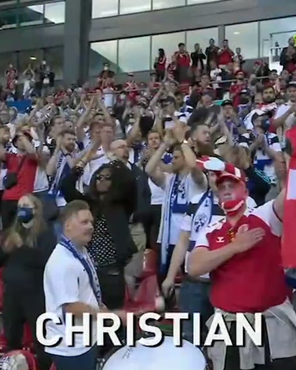 Finland and Denmark fans came together to chant Christian Eriksen's name in support â€ïž https://t.co/AVgkOzceYP