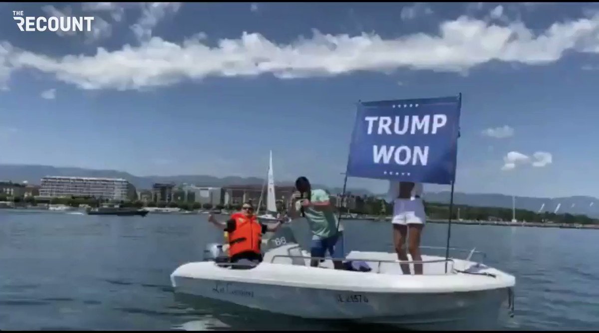 Today in WTF: Noor bin Laden, Osama bin Laden's niece, protests the Biden-Putin summit in Geneva with a "Trump Won" flag. https://t.co/pwVW0rsh8A