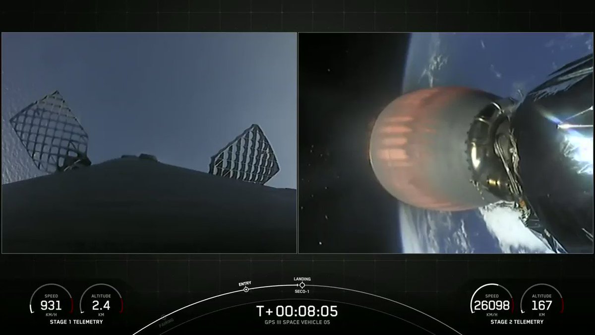 Falcon 9’s first stage has landed on the Just Read the Instructions droneship, completing this booster’s second GPS III flight https://t.co/7WDueMj5VJ