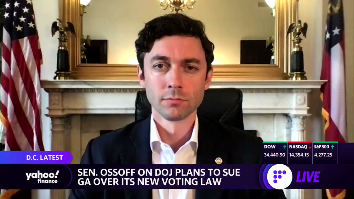 I asked Georgia Sen. Jon @ossoff about the attack on voting rights and the recent move by the DOJ to sue the state over voter restrictions:

“One of the most threatening aspects of this current voter suppression push is that it’s not limited to the South”

https://t.co/SMoadZmIrQ