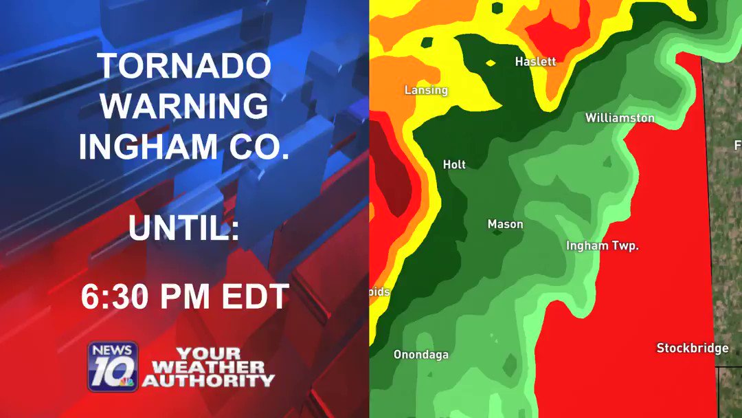 Tornado Warning issued for Ingham County. Take cover if in the warning area. Stay with WILX for ...