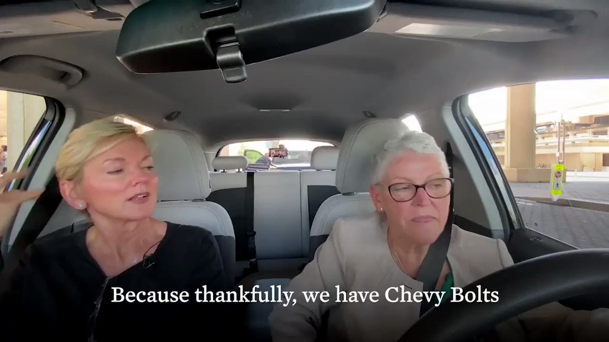 The White House released a Carpool Karaoke-esque video featuring WH climate adviser Gina McCarthy & Sec. of Energy Jennifer Granholm talking about … the Chevy Bolt?… https://t.co/s3wwdl4R3y"