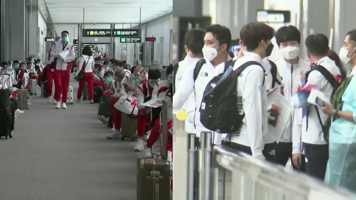WATCH: Olympic teams from China and South Korea arrived in Japan ahead of #Tokyo2020 https://t.co/ot16FDxc1I
