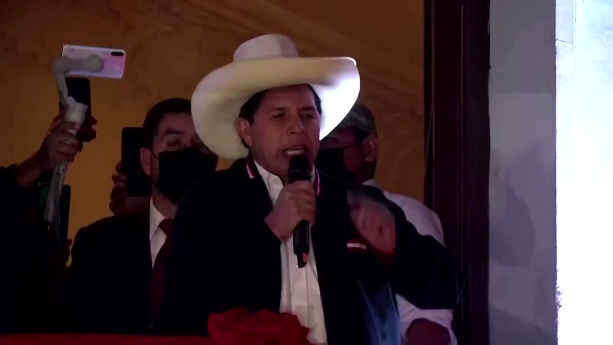 WATCH: Socialist Pedro Castillo was confirmed as Peru's next president, having officially won the June 6 runoff against right-wing candidate Keiko Fujimori, who accepted the result but said she had been cheated https://t.co/FXsH5O99RM https://t.co/KwVcecHUxC