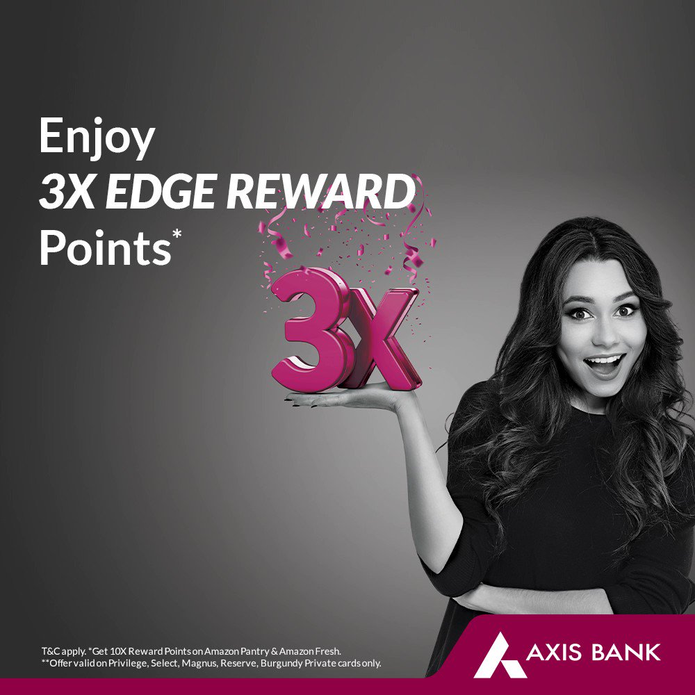 Get 3X Edge Reward Points when you shop with Axis Bank Credit Cards. Register now by sending 3X to 56161600 https t.co ywkozurAN0 Get 3X Edge Reward Points when you shop with Axis Bank Credit Cards. Register now by sending 3X to 56161600 https t