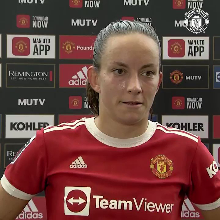 First Manchester derby goal: ✅

💬 @LucyStan37 reacts to today's draw and her first goal of 2021/22...

#MUWomen | #FAWSL