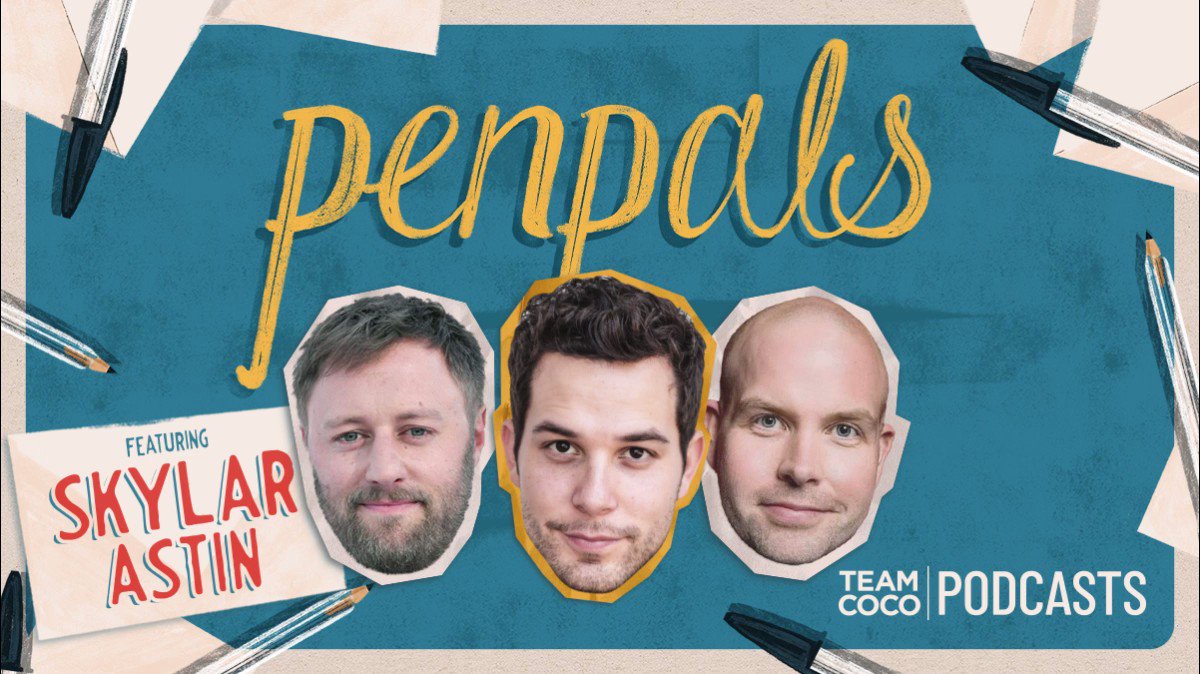 Today on @thepenpalspod the incredibly talented @SkylarAstin joins @roryscovel and @danielvankirk to talk about finding your passion early, getting weird, and dad jokes. Plus, a great Robin Williams story. Listen: https://t.co/6gPbua4IAe https://t.co/cUszZxD6bQ
