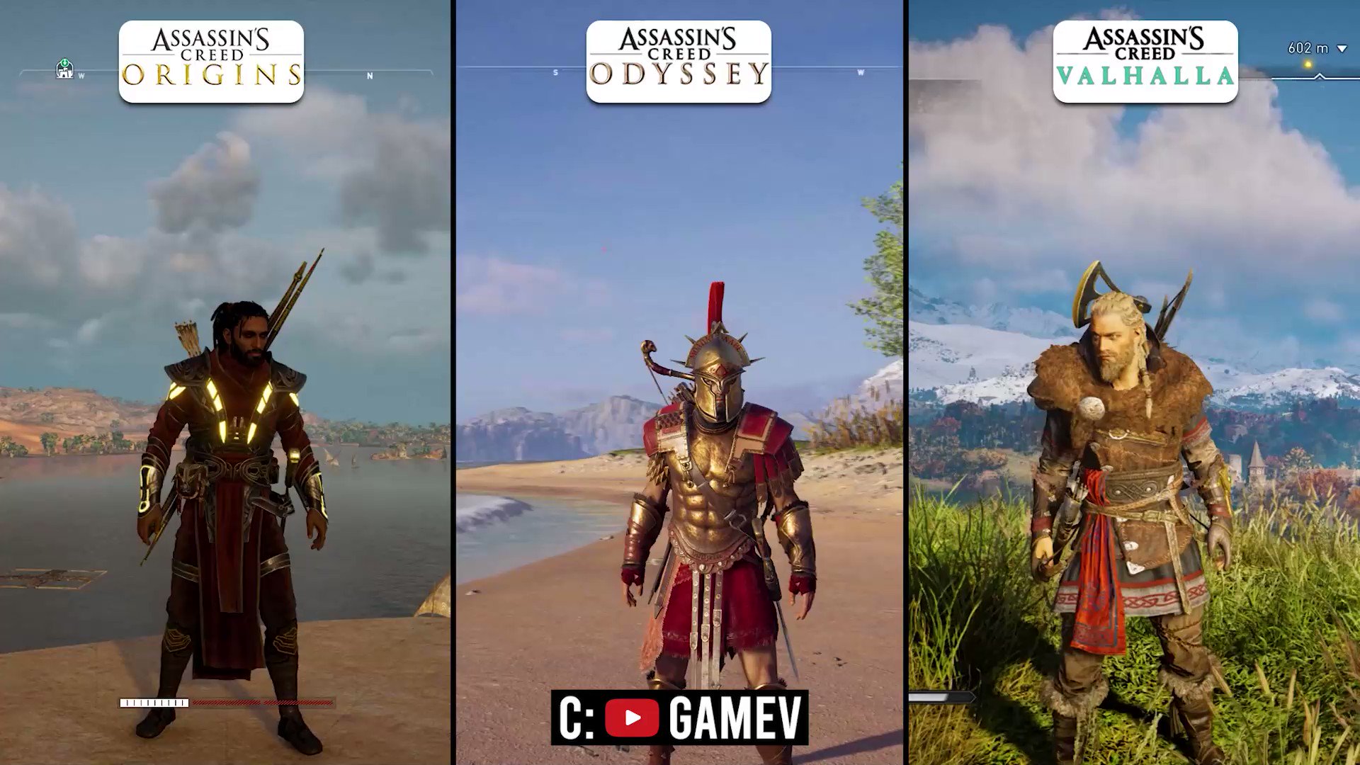 Origins, Odyssey & Valhalla - Assassin's Creed Size Comparison. Anyone did  everything in them? : r/assassinscreed