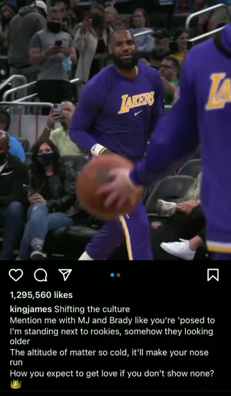 Yahoo Sports on X: ''Mention me with MJ and Brady like you're 'posed to.'  LeBron dropped some Nas lyrics in his cryptic IG post last night aimed at  haters 