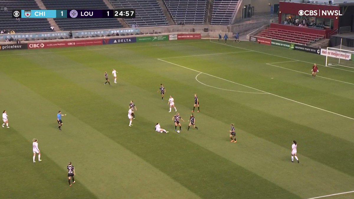 First @biancastgeorges hits the woodwork... then she buries from close range! Chicago back in front at home. 👀

#CHIvLOU | #MKOT