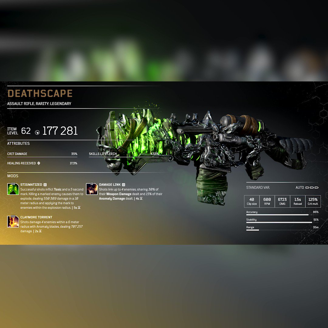 Outriders on Twitter "Deathscape Legendary Mod Stigmatized Successful