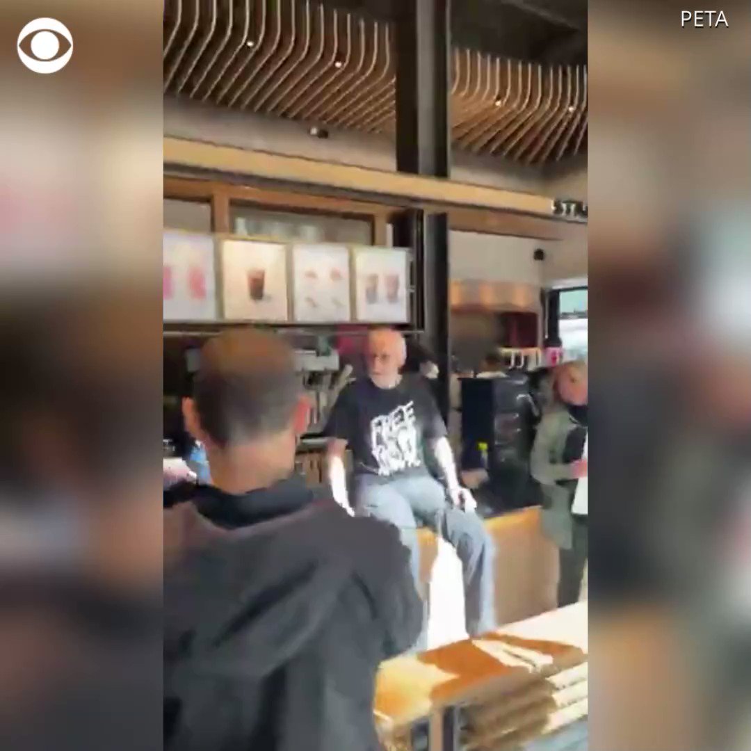 "Succession" actor James Cromwell super-glued himself to a Starbucks counter in protest of their extra charge for vegan milk. 