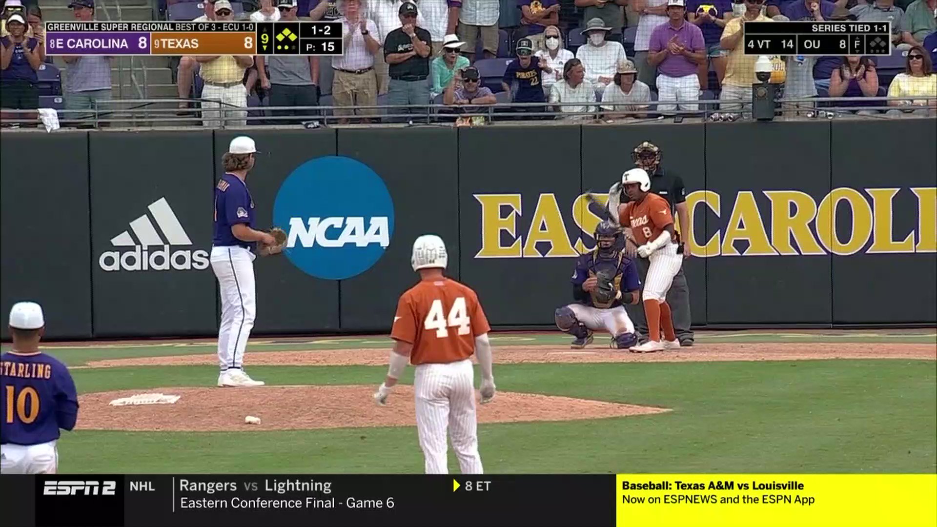 Dylan Campbell plays hero as Texas beats ECU 9-8
