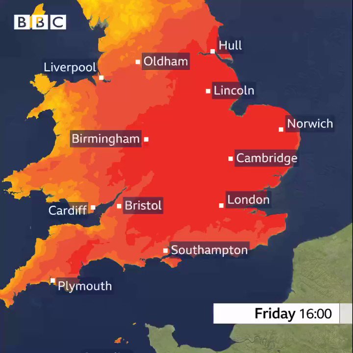 Bbc weather on twitter temperature range tomorrow from 33 c possibly