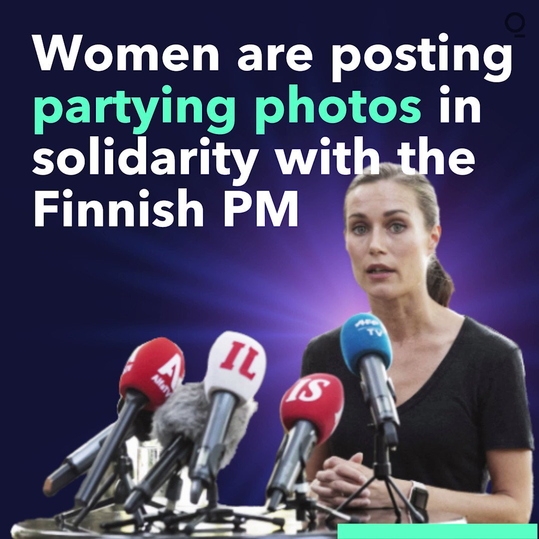 Using the hashtag #SolidarityWithSanna, women are posting their own photos and videos after leaked footage caused a scandal for Finland's 36-year-old prime minister.

A drug test taken by Sanna Marin was negative, the government in Helsinki said Monday https://t.co/e0CQBaaior https://t.co/5sdXL0C5AY