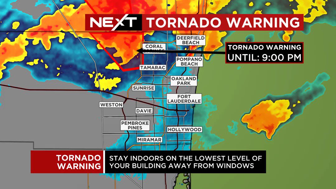 CBS4 Miami on Twitter "TORNADO WARNING in effect for portions of metro