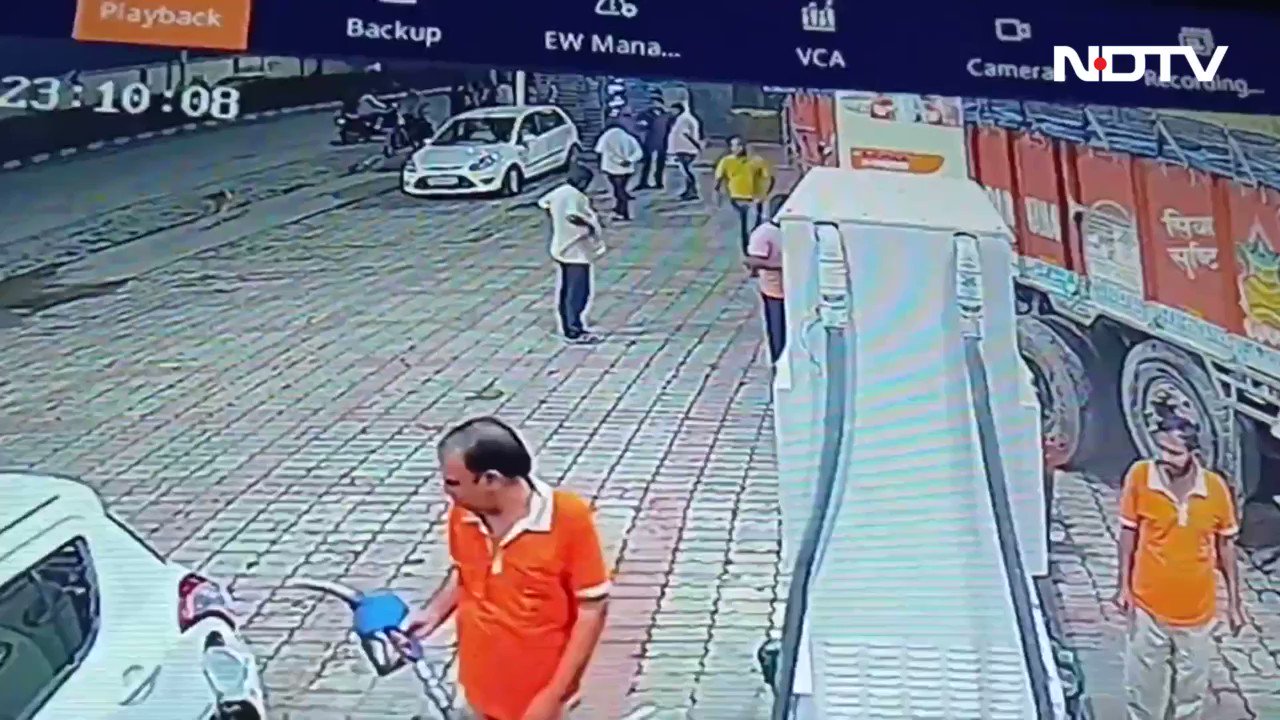 NDTV Videos on Twitter: "Caught On Camera: Petrol Pump Owner Escapes
