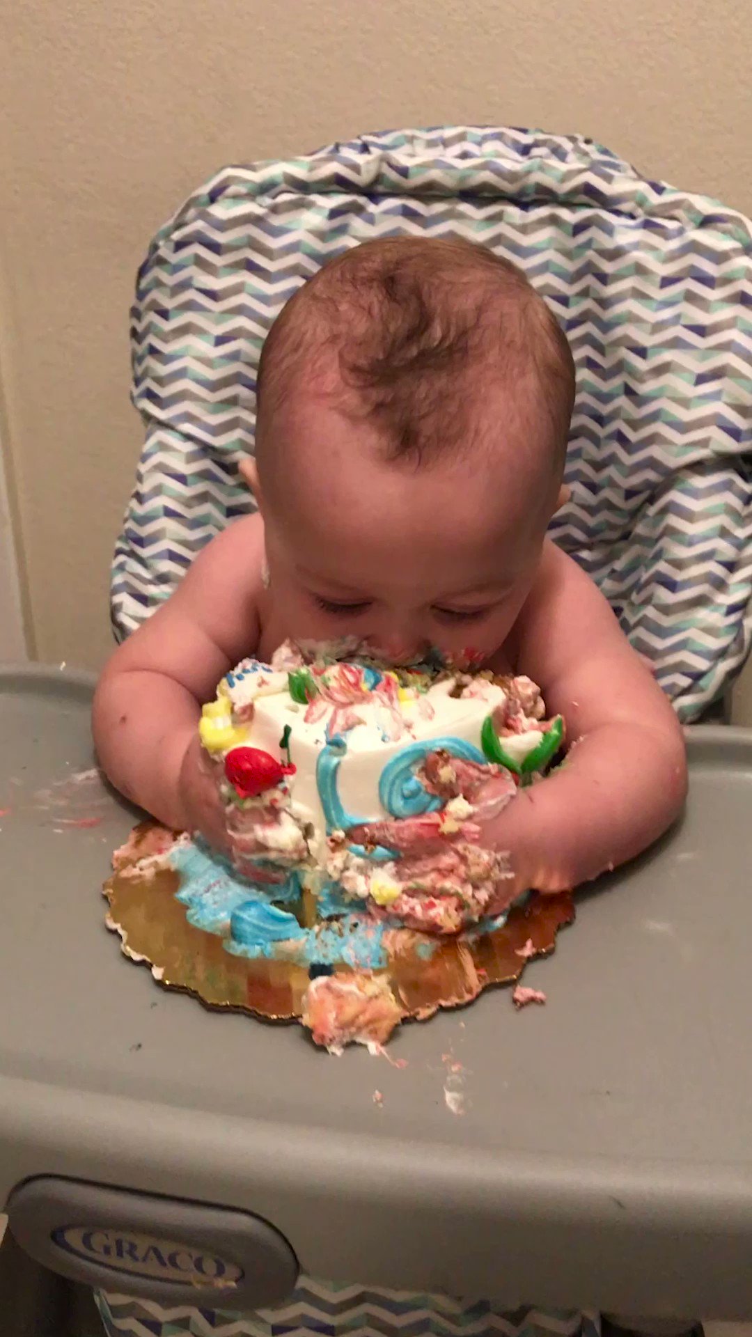 two boys eating a cake his hands | Stock image | Colourbox