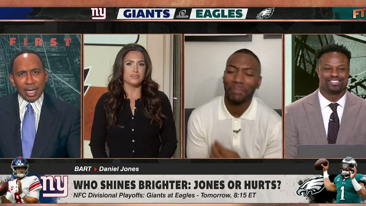 First Take on X: ''[The Giants] don't stand a chance.  The Giants have  had a really good season, actually won a playoff game and has advanced to  the divisional playoff round