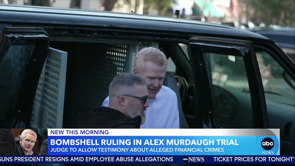 The judge agreed to admit testimony of Alex Murdaugh’s alleged financial crimes as evidence of a