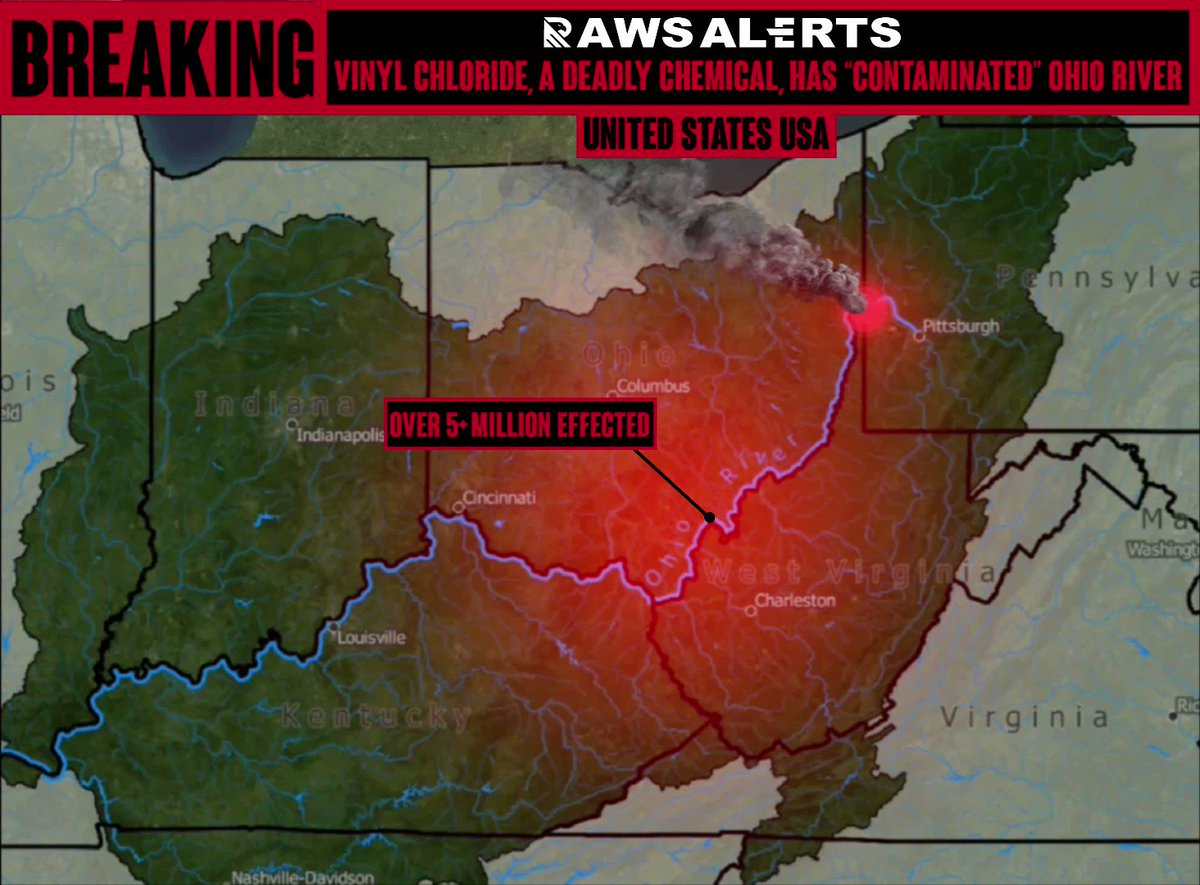 Read more about the article #BREAKING: Vinyl Chloride, a deadly chemical has “contaminated the Ohio River du