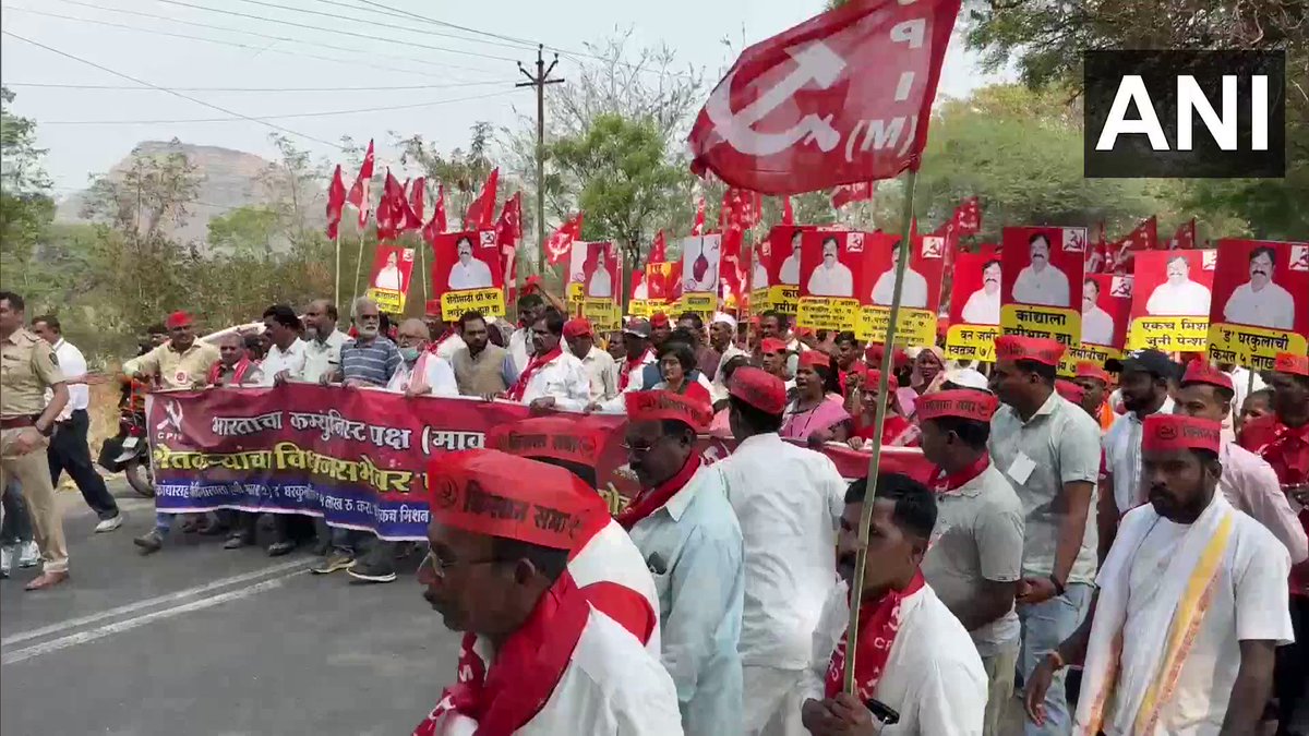 Ani on twitter watch thousands of maharashtra farmers march