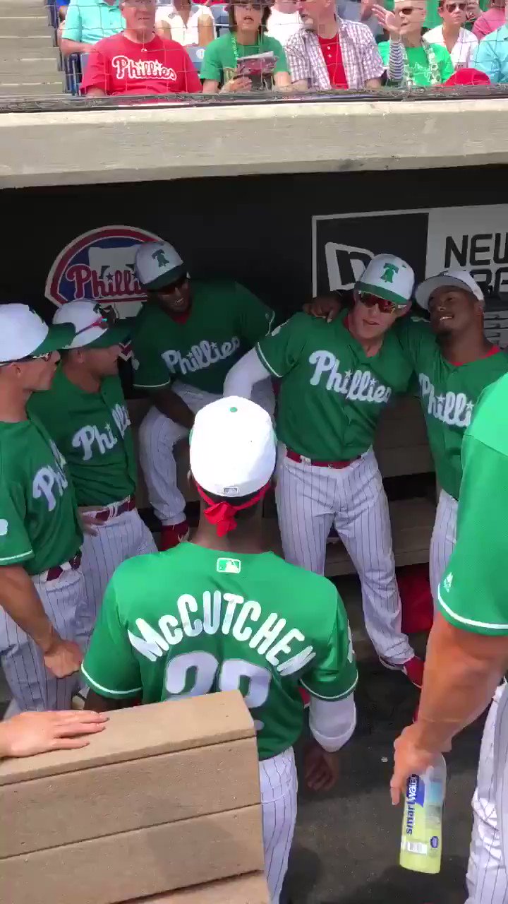 John Foley on X: On St. Patrick's Day the Phillies are allowed to drink  and sing in the dugout ☘️  / X