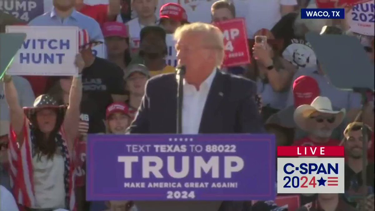 Moments ago at the Trump Rally in Waco Texas… I wonder if Trump is talking about himself when he say