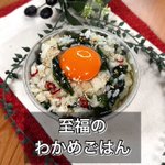 卵かけご飯風にいただく。一味違う、「わかめごはん」。