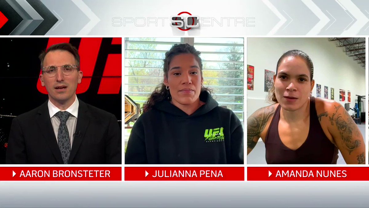 RT @aaronbronsteter: Coming up on @SportsCentre - my interview with Amanda Nunes and Julianna Pena ahead of UFC 289. https://t.co/3RQYvgFXby
