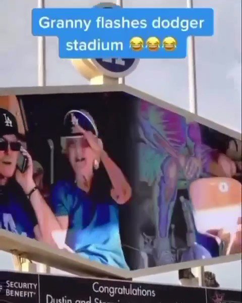 75 year-old lady goes viral after flashing Dodger Stadium at a baseball game she allegedly made an Only